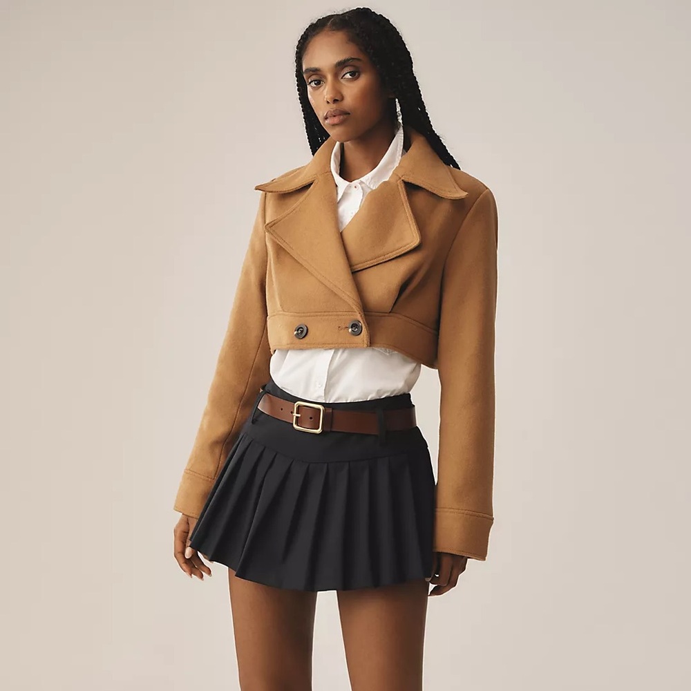 Maeve Ultra Cropped Trench Coat in Honey